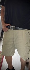 Studded Belt Buckle Leather Inlay Industrial OOAK 2.75&Prime; Darren McNeese