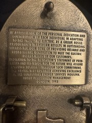 Texas Utilities Electric Co. Brass Belt Buckle 1993 Creative Casting
