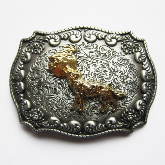 Western Wolf Rodeo Double Color Cowboy Metal Fashion Belt Buckle