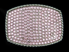 SF07109 REALLY COOL **PINK CRYSTALS** ART FASHION SILVERTONE BELT BUCKLE