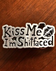 Kiss Me I’m Shitfaced Lips Bar Joke Funny Humor Metal Unisex Men’s Belt Buckle