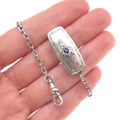 Hickok Sterling Silver Antique Art Deco Beltogram Pocket Watch / Belt Loop Chain