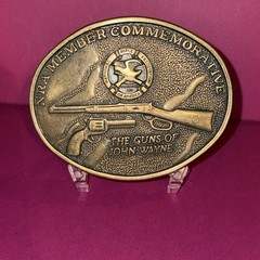 Vtg NRA Member Commemorative Guns of John Wayne Belt Buckle