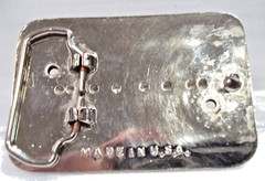 Belt Buckle Missing Coin Holder Western Style Silver Tones Rectangle 3.5&Prime;x2.5