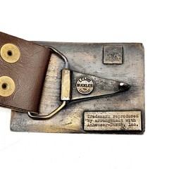 Vintage 1970s-era Budweiser Beer Brass Belt Buckle Anheuser-Busch + Leather Belt