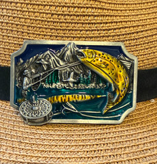 Antiqued Silver Rectangle Bass Fishing Belt Buckle