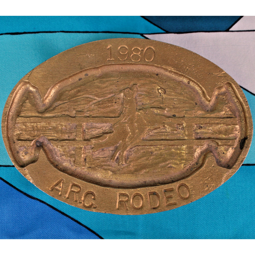 VTG 1980 A.R.C. Rodeo Commemorative Brass Belt Buckle ARC 1980s George McNinch