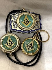 Masonic 3 piece set, belt buckle, bolo and money clip