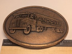 VINTAGE ANDOVER TRACTOR TRAILER SCHOOL BELT BUCKLE