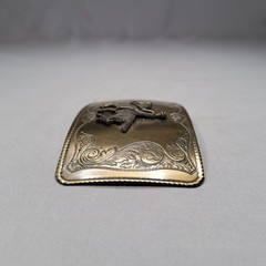 Horseback Rider Belt Buckle Mens One Size Gold Western Floral Cowboy Rectangular