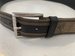 Men’s Vtg Versace Signature Medusa Print Leather Belt B3729 Made In Italy 34/85