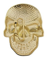 Mens Womens Skulls Skeleton Belt Buckle Gold Pirate Metal Gothic Tattoo Tribal