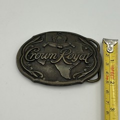Vintage Men’s Bronze Crown Royal Liquor Belt Buckle Smoke Free Western Wear