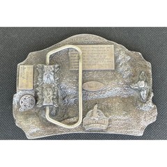 Siskiyou 1987 Vintage RV Motorhome Mountain Scene Belt Buckle L-50 Silver Pewter