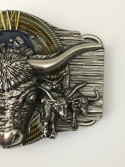 Cowboy Belt Buckle Texas Bull and Horses Western Belt Buckles