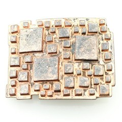 Rustic Copper Belt Buckle With Geometric Relief Design For Jeans
