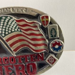 1987 VIETNAM VET Forgotten Hero Belt Buckle CH1468 Made in USA Glossy BEAUTIFUL