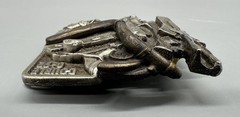 VINTAGE BELT BUCKLE SHAPED LIKE A ENGINE MARKATRON DETRIOT DIESEL DOUBLE 0-92