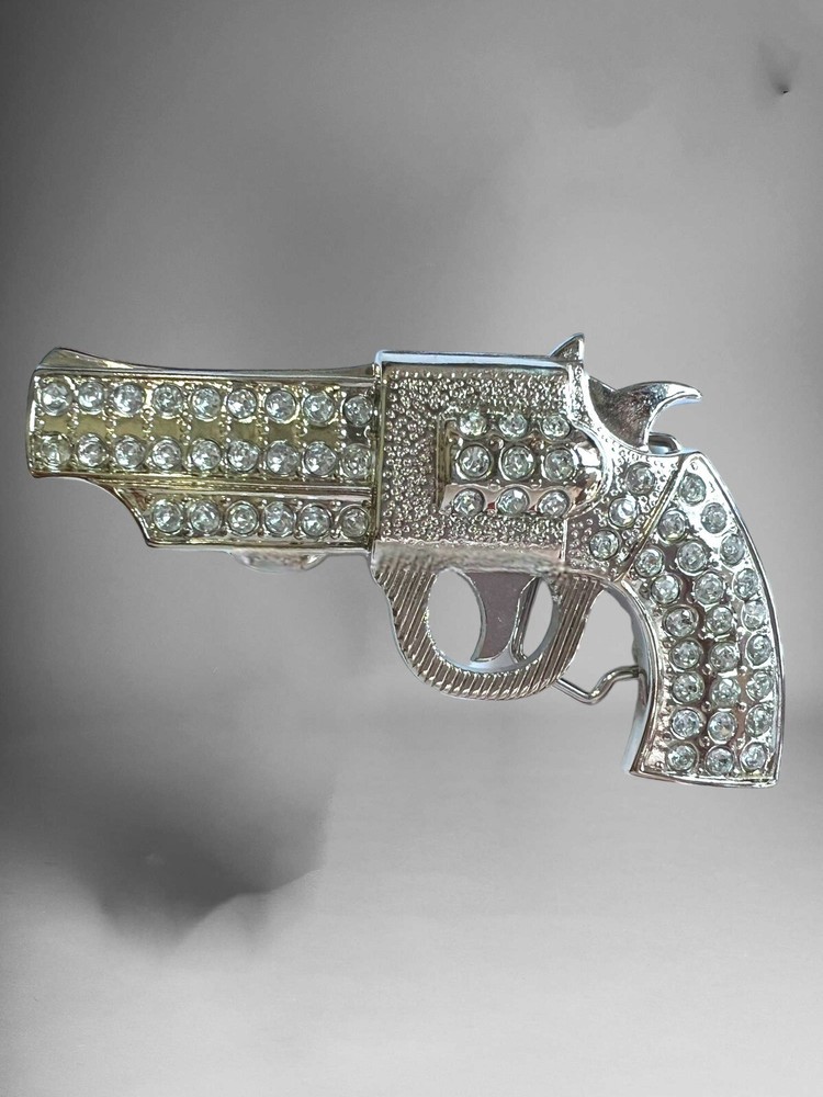 Rhinestones Gun Western Buckle Belt Buckle Hebilla Vaquera Pistola Con Piedras