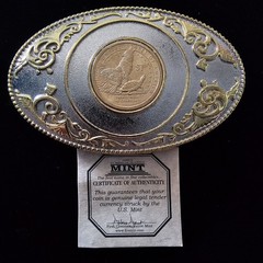 Belt Buckle With 1$ Coin (Treaty With The Delawares)
