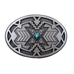 Vintage Style Geometric Patterns Western Cowboy Oval Belt Buckle BUCKLE-WT165SL
