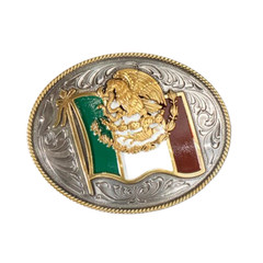 Ariat Men&rsquo;s Oval Mexican Flag Sliver Belt Buckle A37024