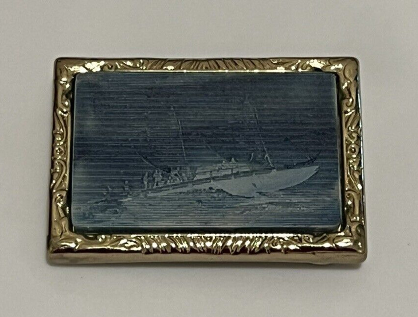 VTG Incolay Studios 1976 ships Nautical belt Buckle Sailboats ships Boats USA