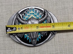 vintage USA made SOUTHWESTERN belt buckle NATIVE AMERICAN buffalo indian COWBOY