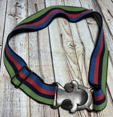 VTG 70s ACCURATE Interlocking Cast Metal Belt Buckle Rainbow Belt MCM Brutalist