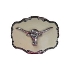 Silver Metal Belt Buckle Texas Long Horn Cow White Rodeo Cowboy Bull Men&rsquo;s/Woman