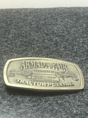 Vintage Armada Fair Tractor Pulling 50th Anniversary Belt Buckle Mens Gold
