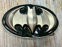 Batman DC Comics Superhero S07 Black & Silver Color Used Oval Belt Buckle