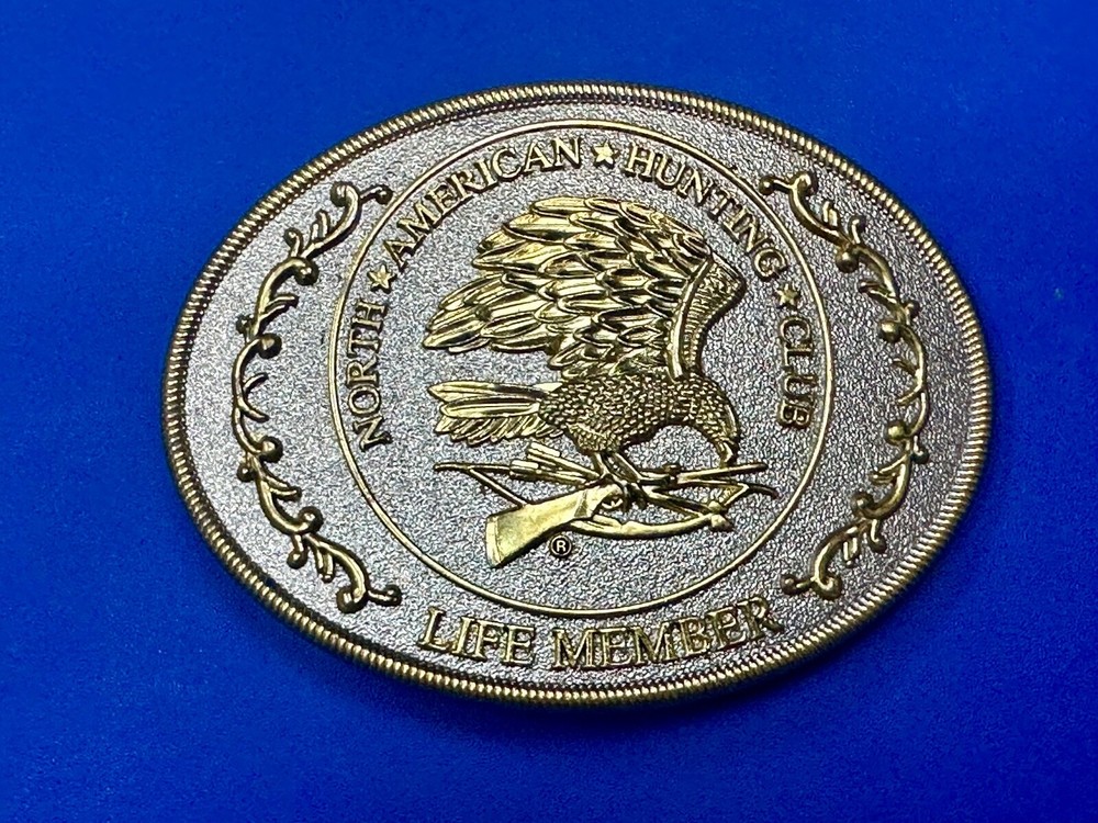 North American Hunting Club Belt Buckle Of Life Member Eagle Rifle Emblem