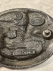 1988 C&J Vintage Electrician Pewter Enamel Belt Buckle 1054 Made USA 3.25×2.5”