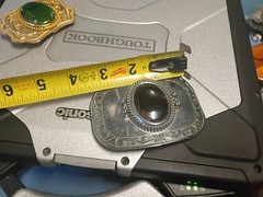 Vtg. Metal Belt Buckle With Black Center stone Floral Marked DD