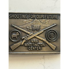NRA Whittington Center Belt Buckle Shooting For Our Future Crossed Rifles Brass