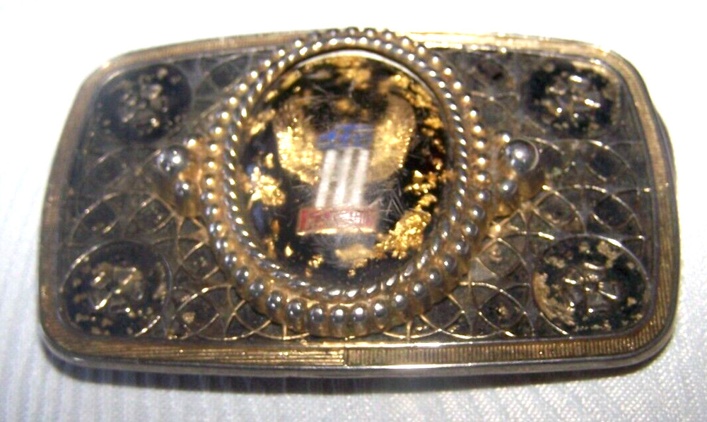 HARLEY DAVIDSON MOTORCYCLES VINTAGE 70&rsquo;S #1 WINGS GOLD FLAKE BELT BUCKLE