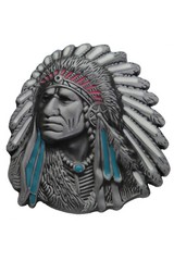 Men Silver Metal Western Fashion Belt Buckle Cowboy Native American Indian Face