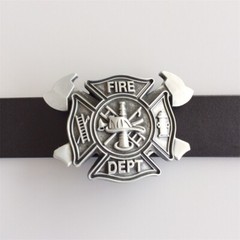 Antique Brushed Silver Fire Fighter Cross Vintage Belt Buckle
