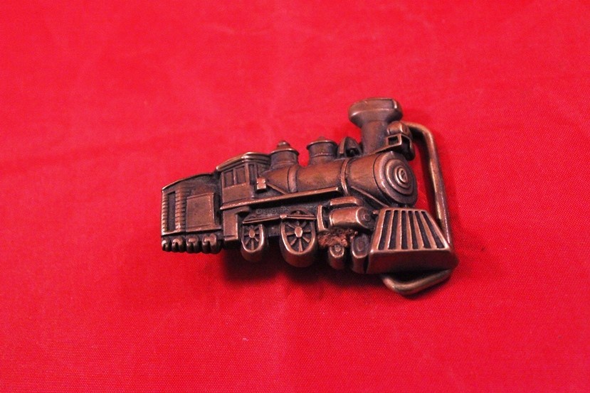 Awesome Vtg 1978 Solid Brass Steam Train Locomotive Belt Buckle Die-Cast BTS