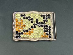 Unique Vintage Mixed Color And Pattern Rhinestone Belt Buckle – F