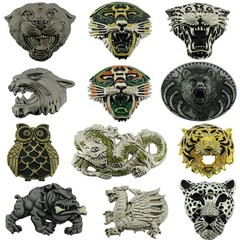 Men Women Belt Buckle Lion Wolf Bear Dragon Black Panther Western Rodeo Cowgirl
