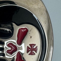 Punisher Skull Belt Buckle Metal Red Black Silver Tone Oval