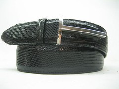 STERLING 925 SOLID T-BONE BUCKLE.WITH GENUINE LIZARD 1.5&Prime; BELT MADE IN USA
