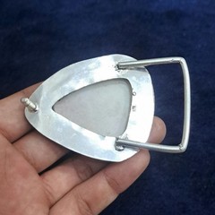 Scolecite Silver Plated Belt Buckle Handmade Natural Gemstone Western Boho Belt