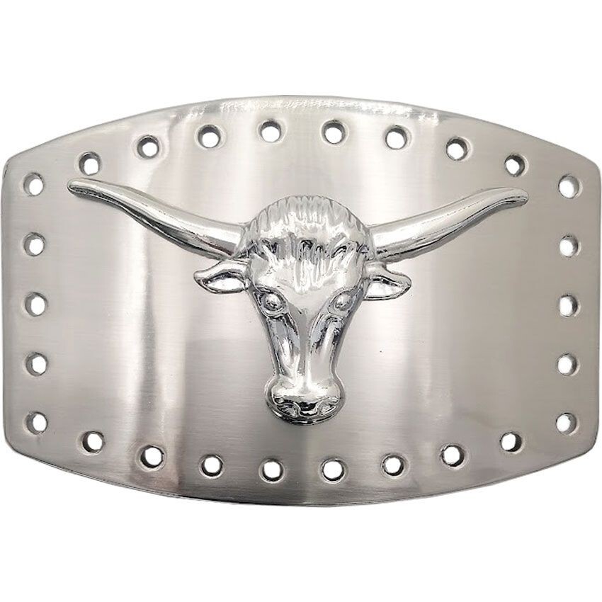 Western STEER BULL Head Cowboy Rodeo Style Belt Buckle Chrome