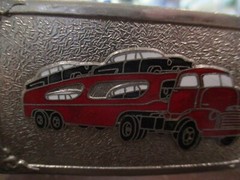 VINTAGE SEMI TRACTOR & TRAILER 1950&rsquo;S CAR HAULER HOOK FAST BELT BUCKLE
