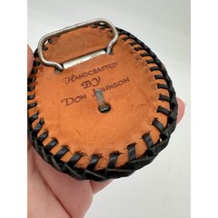 Don Johnson Handcrafted Snakeskin Leather Whipstitch Oval Belt Buckle Brown Tan