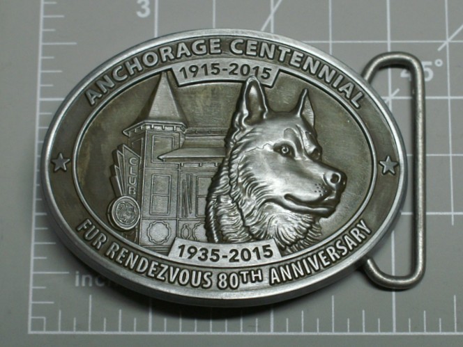 2015 Fur Rondy Rendezvous Belt Buckle Pewter Club 25 Husky Brand New A240
