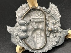 Skull & Eagle MC Rebel Rider Belt Buckle Silver Tone w Red Enamel Vintage
